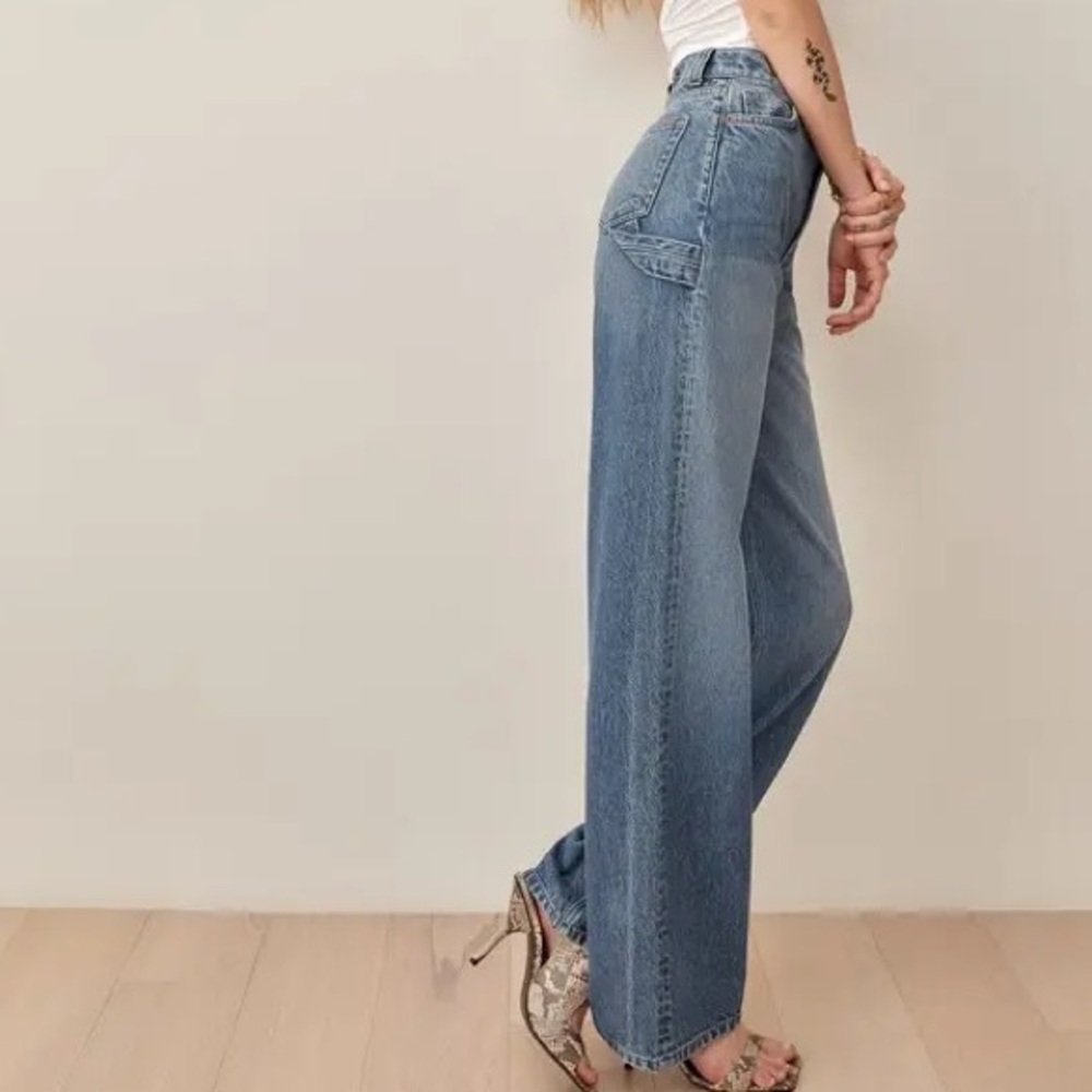 Reformation Hailey Utility High Rise Wide Leg Jeans